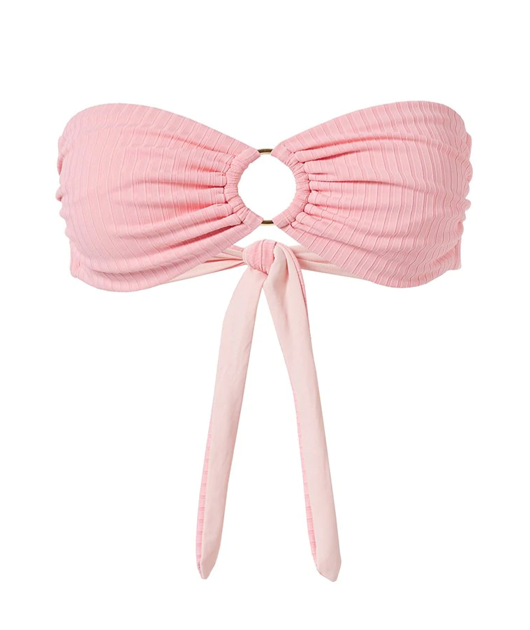 Evita Blush Ribbed Bikini Top