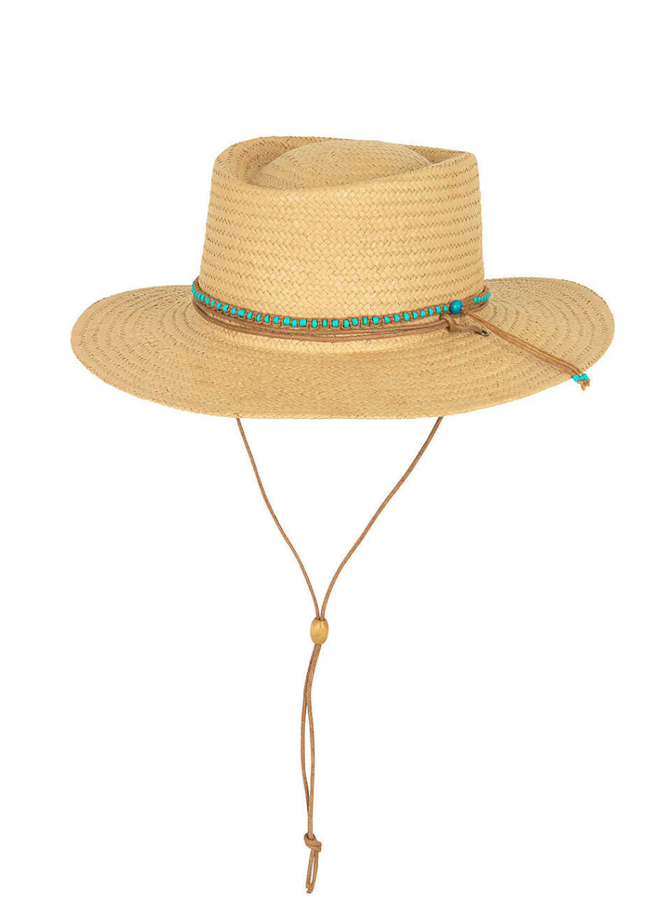 Load image into Gallery viewer, Wide Brim Boater Hat with Turquoise Beads
