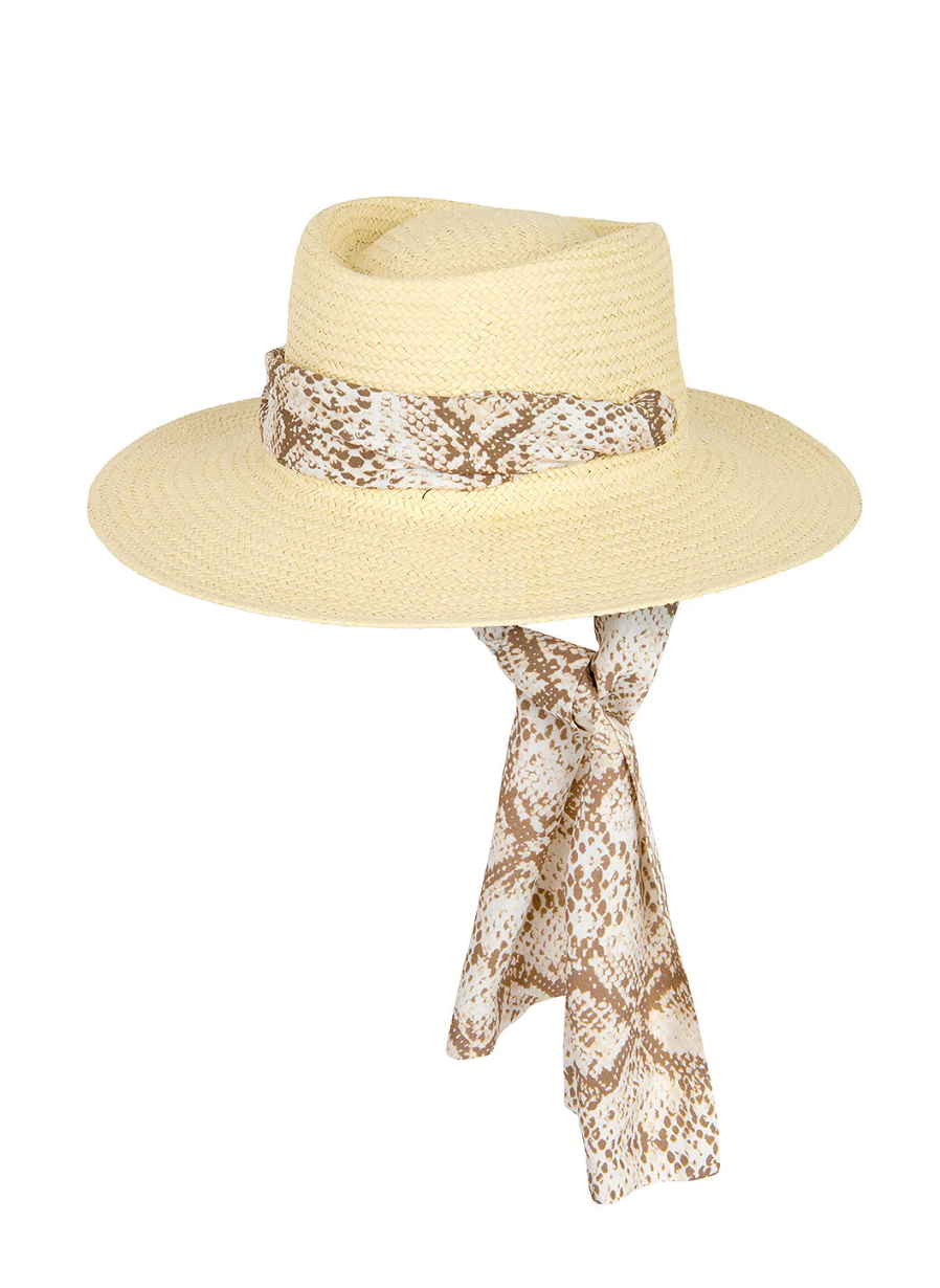 Load image into Gallery viewer, Wide Brim Hat with Snake Ribbon
