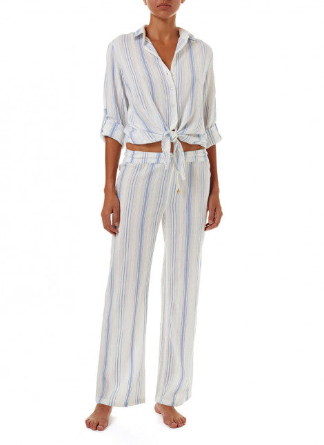 Load image into Gallery viewer, Melissa Odabash Krissy Trousers Blue Stripe
