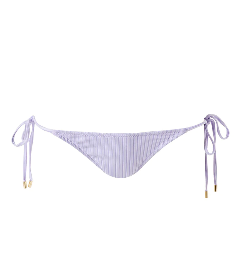 Tie Bikini Bottoms in Lavender - Miami Lavender Ribbed Bikini Bottom