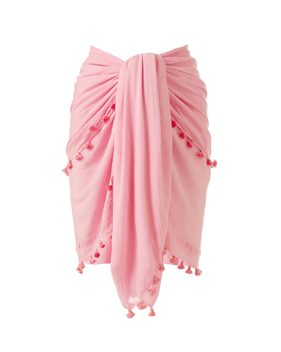 Load image into Gallery viewer, Pink Pareo with Pom Pom Trim
