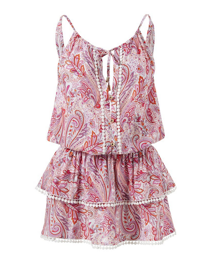 Pink Floral Mini Dress in Paisley