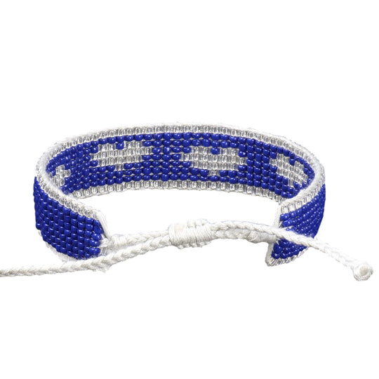 Glass Beads Navy Blue/Silver Bracelet