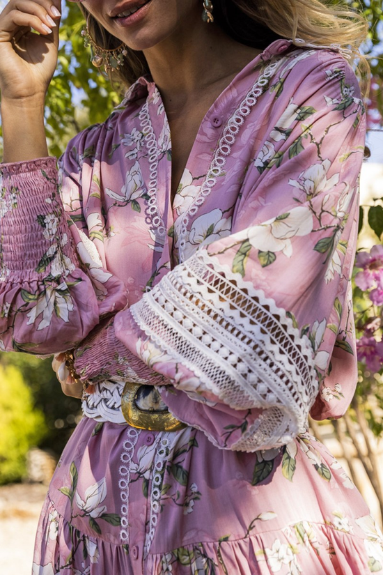 Detail of the Lace Detail on the Floral Mini Dress