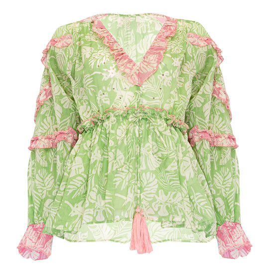 Close-up of the Cotton Tunic Blouse's Drawstring Detail