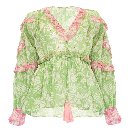 Close-up of the Cotton Tunic Blouse's Drawstring Detail