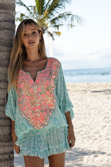 Womens Paisley Beach Cover Up