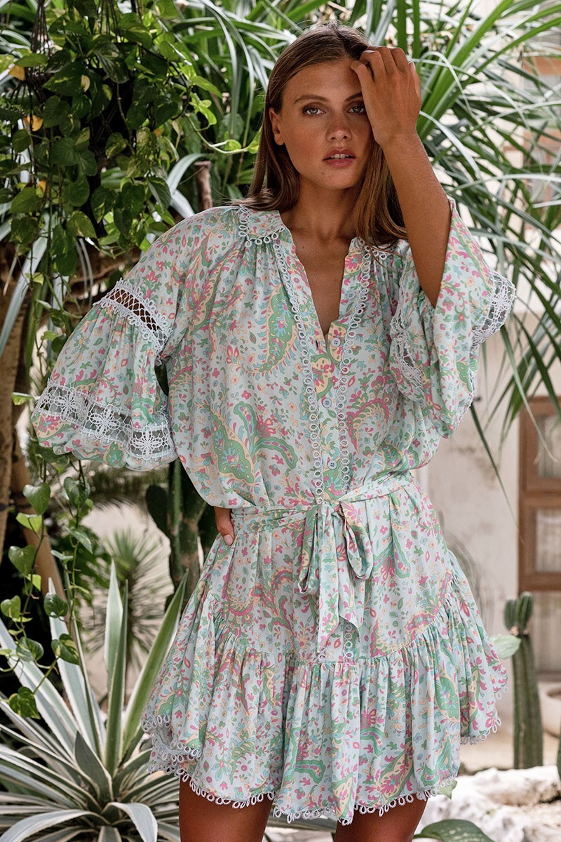 Load image into Gallery viewer, Blouson Sleeve Dress in Paisley Print

