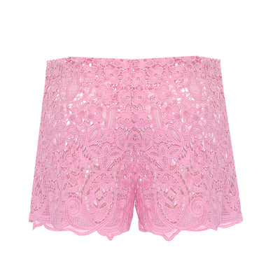 Back view of the Pink Lace Beachwear Shorts