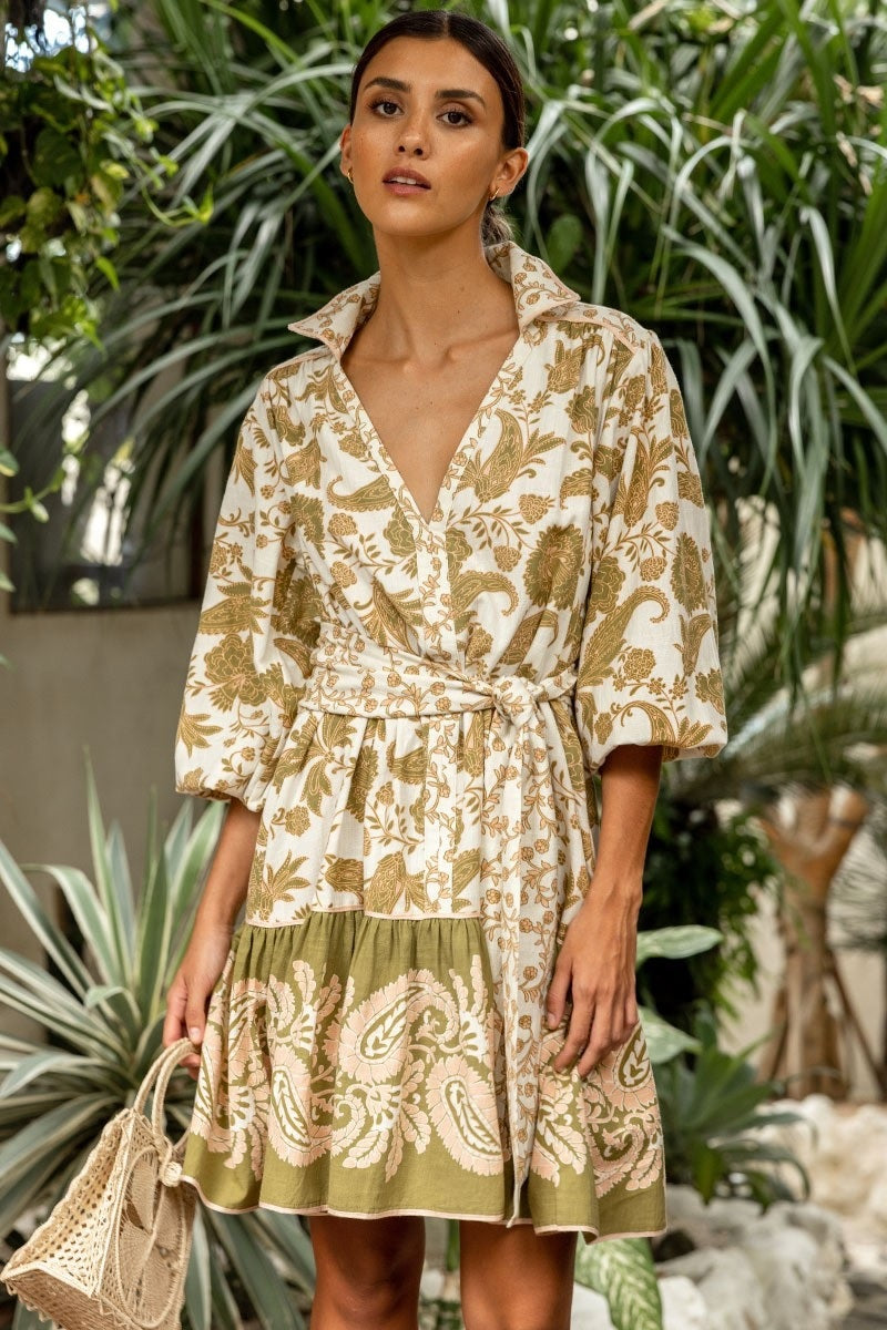 Short Shirt Dress in Off White/Khaki