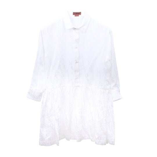 Woven Long Sleeve Dress White - Dress