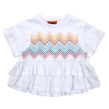 Girls White T Shirt with Ruffles