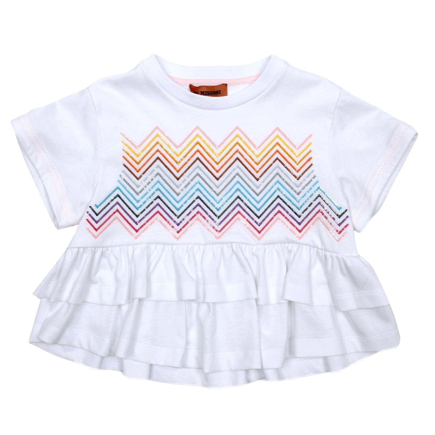 Girls White T Shirt with Ruffles