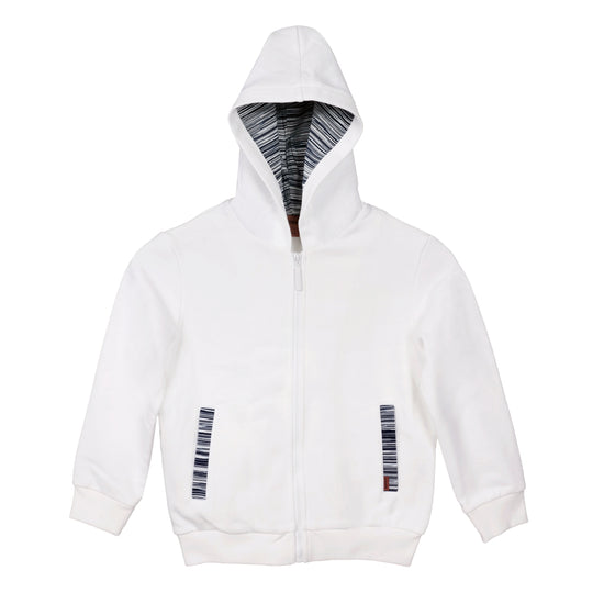 Load image into Gallery viewer, Boys Hooded Sweatshirt in White/Blue
