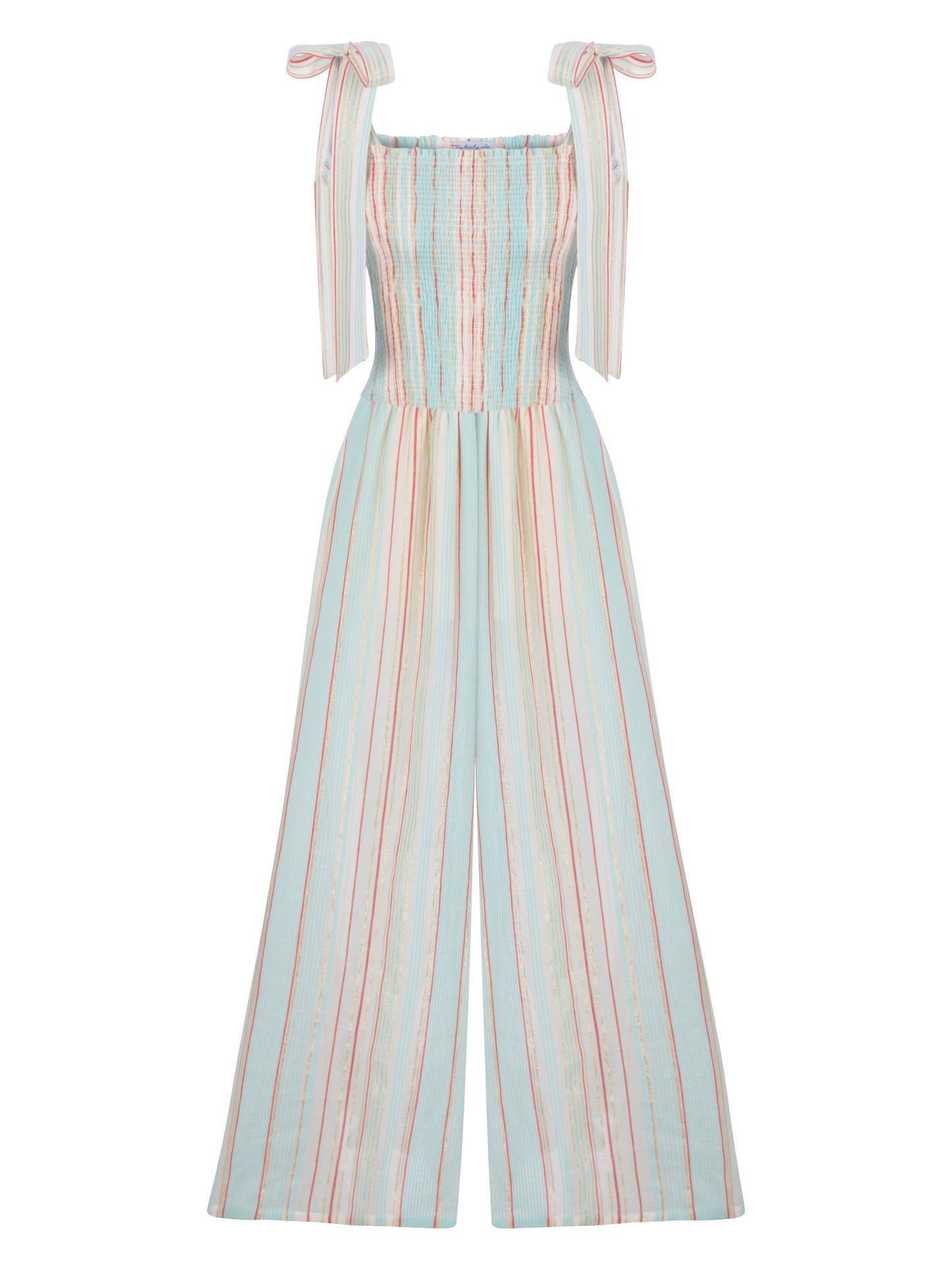 Load image into Gallery viewer, Overall Dress Striped Fabric Mint
