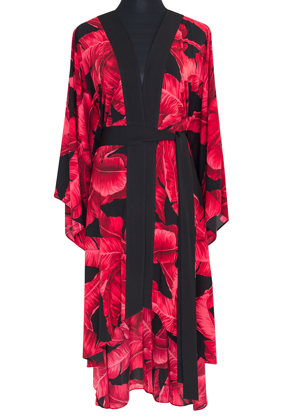 Load image into Gallery viewer, Jungle Red Palm Kimono Long
