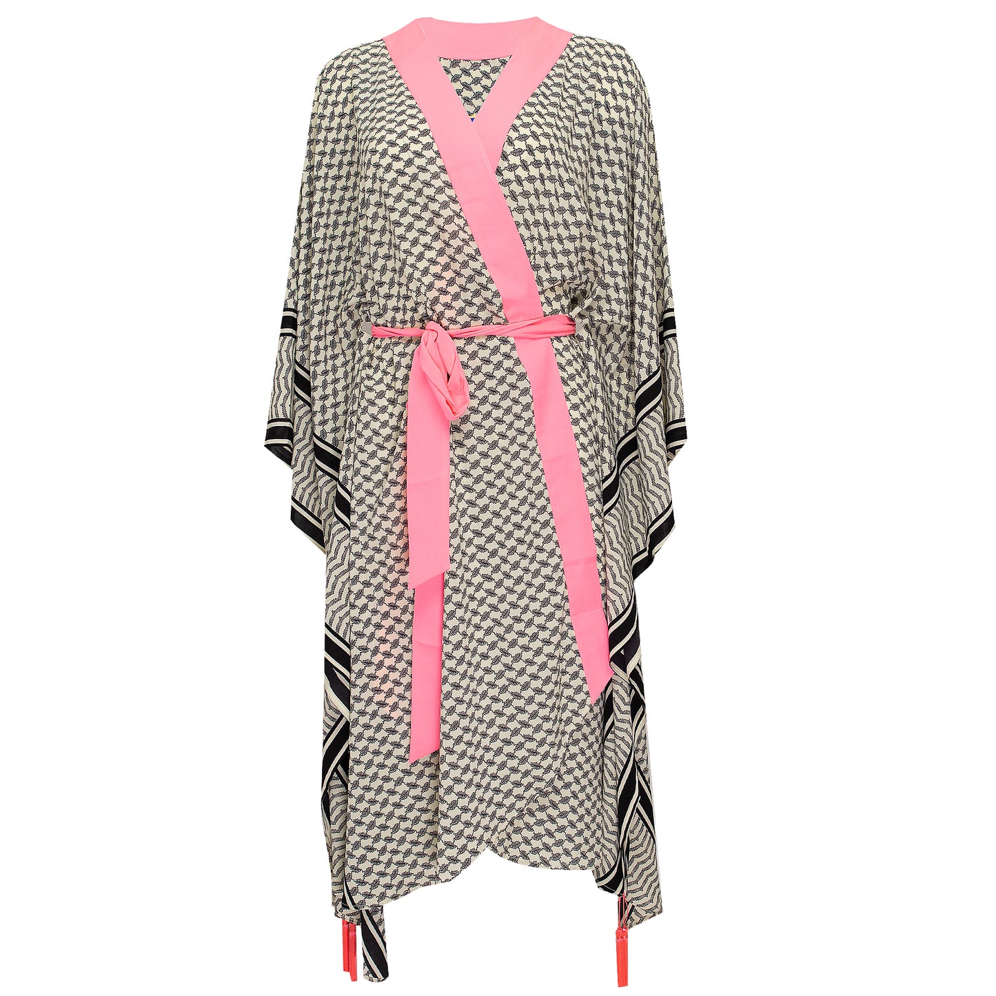 Load image into Gallery viewer, Tribe Kimono Skull Neon Pink Long - Kimono
