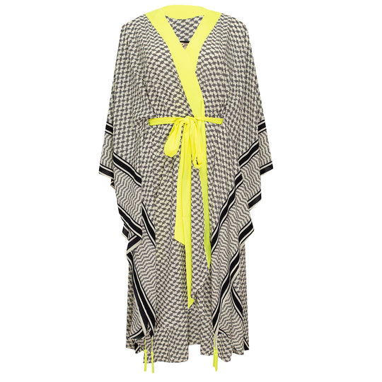 Load image into Gallery viewer, Tribe Kimono Skull Neon Yellow Long - Kimono
