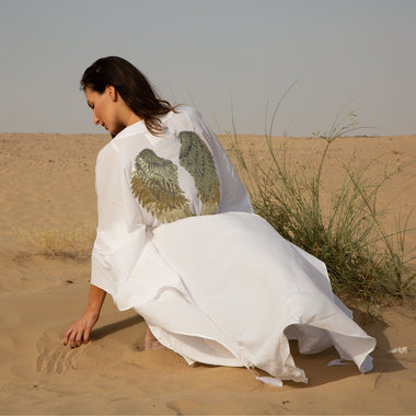 White Kimono with Angel Wings Long - Kimono