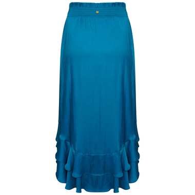 Teal Skirt with Tiered Hi-Lo Hem