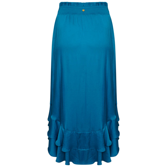 Teal Skirt with Tiered Hi-Lo Hem