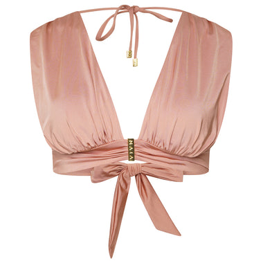 Blush Pink Bikini Top with Side Wrap Panels