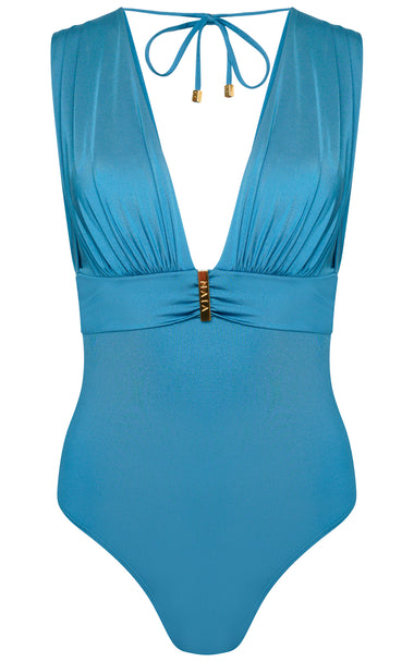 Designer One Piece Swimsuit with Ruched Bust Panels