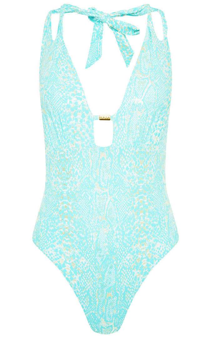 Animal Print Swimwear with Twisted Halter Tie