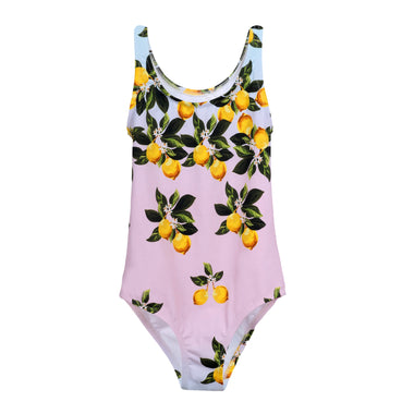 Lemon Print Swimming Suit for Girls
