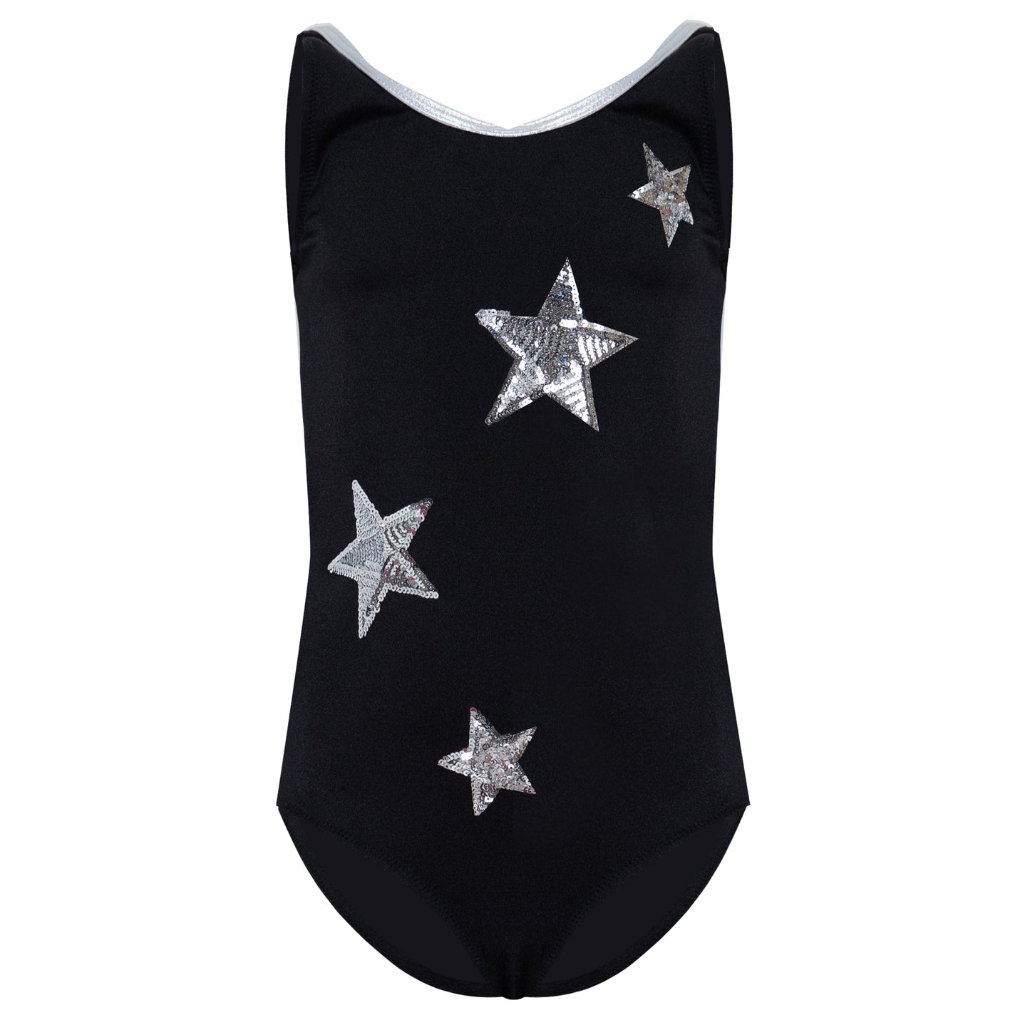 Load image into Gallery viewer, Kids One Piece Black Swimsuit with Star Sequin
