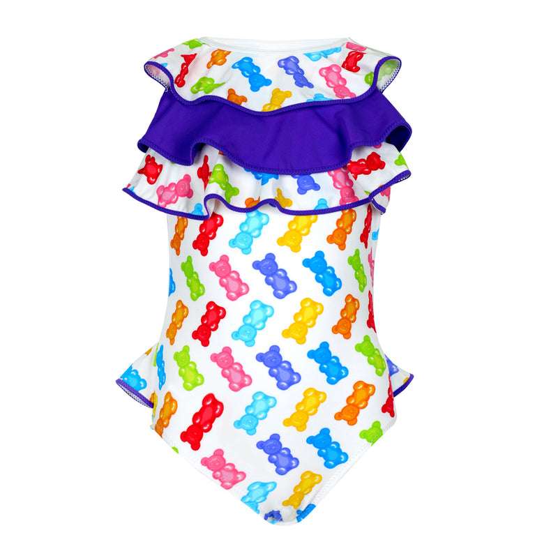 Girls One Piece Swimsuit in Multicolour Print