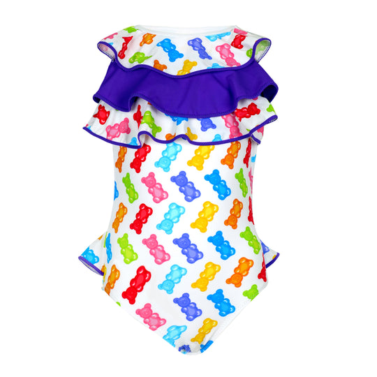 Girls One Piece Swimsuit in Multicolour Print