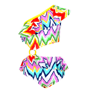 Multicolour One Shoulder Swimsuit for Girls