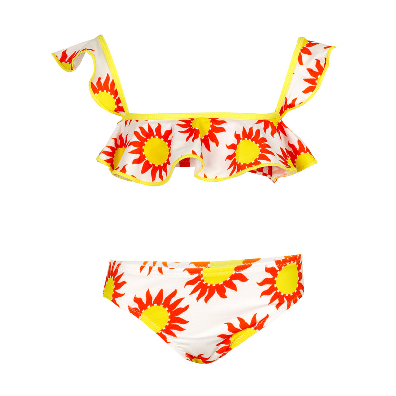 Kids Ruffle Bikini in Red/Yellow Floral Print