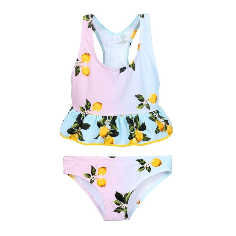 Girls Lemon Print Bikini Set
