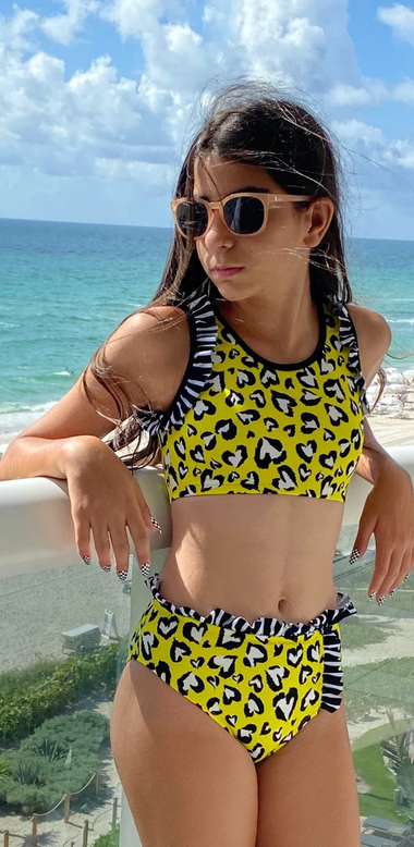 Girls High Waisted Bikini in Yellow