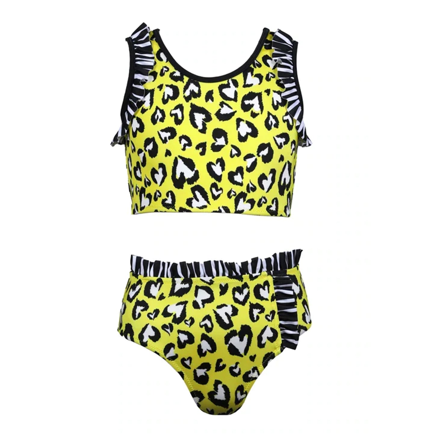 Load image into Gallery viewer, Girls Ruffle Bikini With Heart Print
