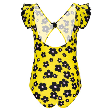 Girls Flower Swimsuit with Scoop Back