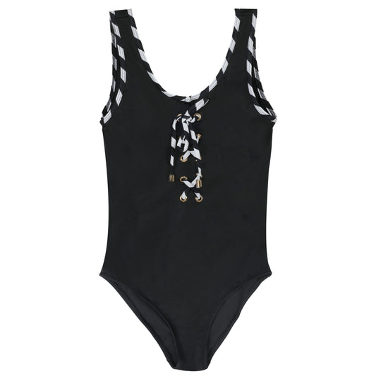 Girls Black and White Swimsuit