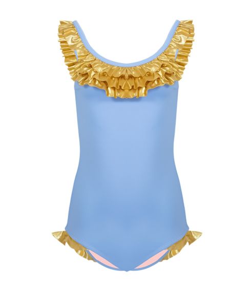 Nessi Byrd Mist Gold Ruffle Swimsuit