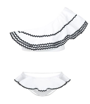 One Shoulder White Bikini Set for Girls