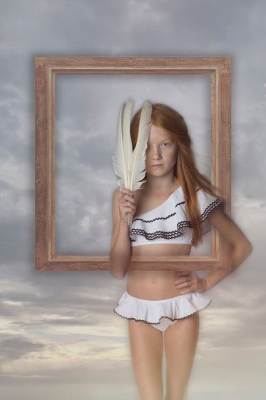 Girls White Ruffle Bikini 