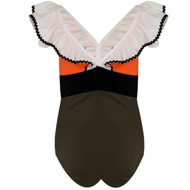 Ruffle Trim One Piece Swimsuit for Girls