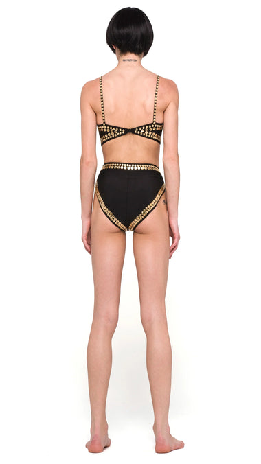 Black High Leg Bikini Bottoms