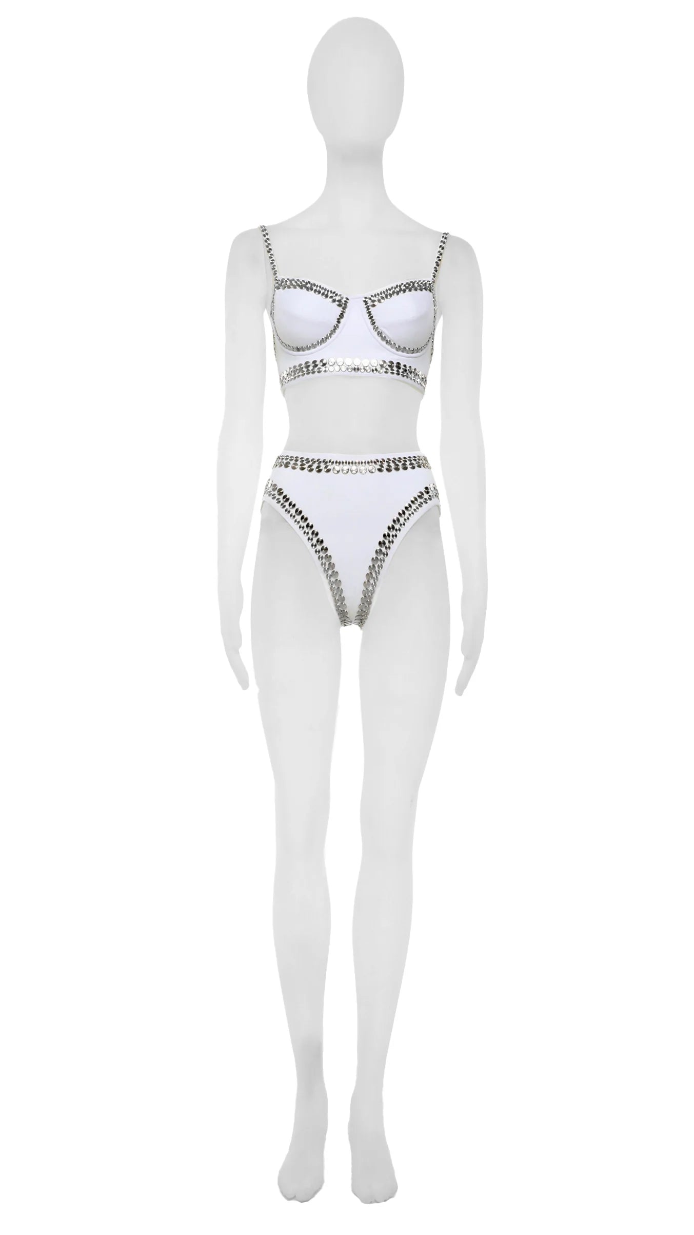 White Bikini Bottoms with Metal Studs