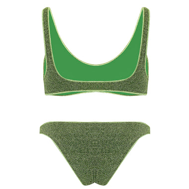 shiny green bikini set
