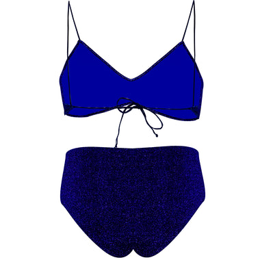 Lumiere Triangle Top & High Waisted Pant Blue - Bikini