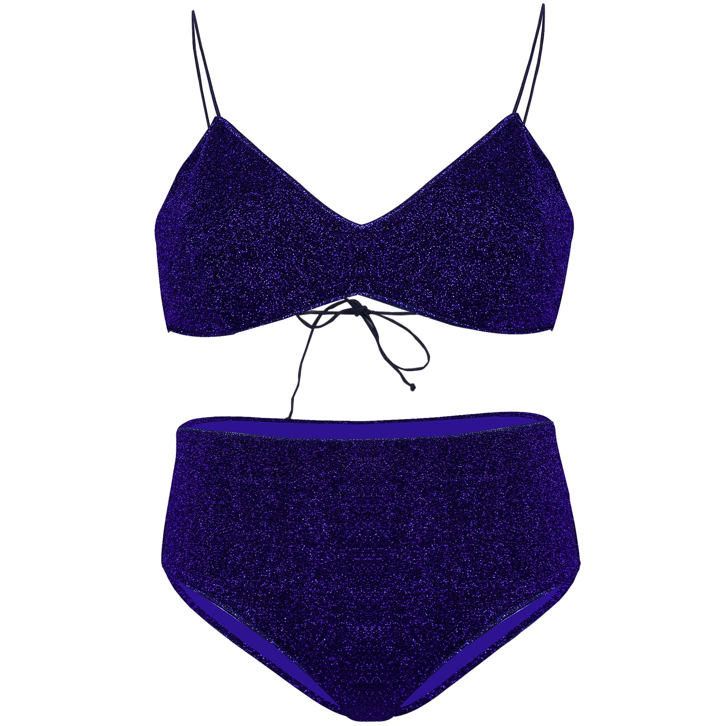 Load image into Gallery viewer, Lumiere Triangle Top &amp;amp; High Waisted Pant Blue - Bikini
