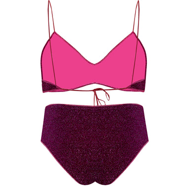 Lumiere Triangle Top & High Waisted Pant Dark Fuchsia - Bikini